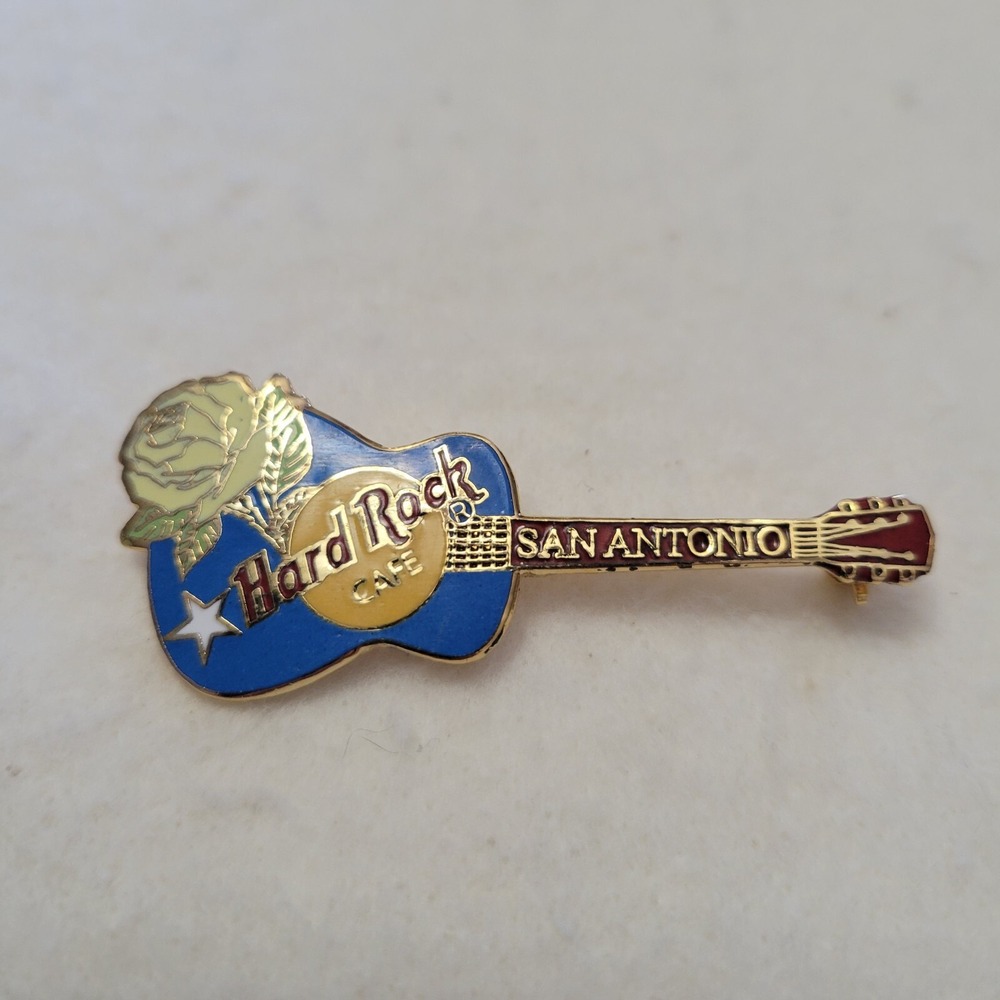 SAN ANTONIO Hard Rock CAFE🎸HRC® PIN Blue Gibson Texas Yellow Rose Guitar